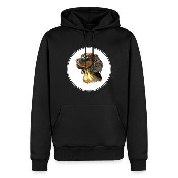 Picardie Spaniel Hund Aquarell Skizze Illustration - Männer Premium Bio Hoodie - Schwarz - Vorne - Nico (187cm)