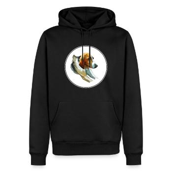 Poitevin Dog Aquarelle Art Illustration - Sweat à capuche Premium bio Homme - noir - Devant - Nico (187cm)