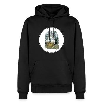 Polish Lowland Sheepdog Dog Watercolor Illustratio - Men’s Premium Organic Hoodie - black - Front - Nico (187cm)