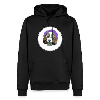 Petit Basset Griffon Vendeen Illustration de chien - Sweat à capuche Premium bio Homme - noir - Devant - Nico (187cm)