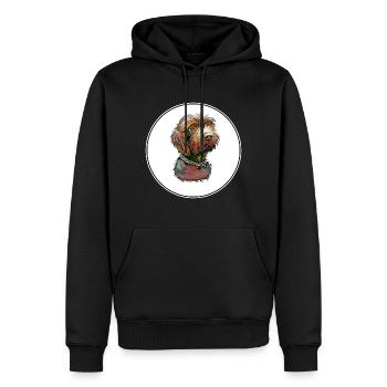 Pudelpointer Hund Aquarell Illustration - Männer Premium Bio Hoodie - Schwarz - Vorne - Nico (187cm)