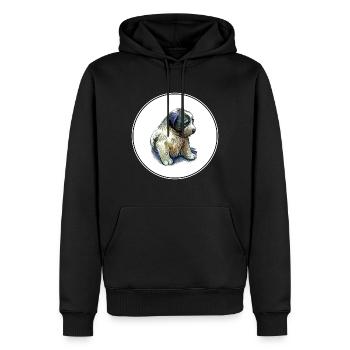 Illustration de croquis de chien de berger mioritique roumain - Sweat à capuche Premium bio Homme - noir - Devant - Nico (187cm)