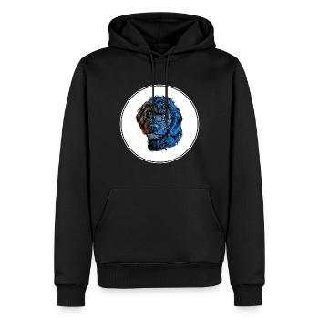 Portugiesischer Wasserhund Aquarell Illustration - Männer Premium Bio Hoodie - Schwarz - Vorne - Nico (187cm)