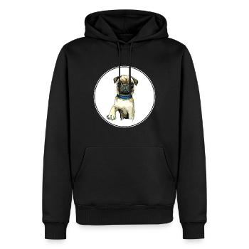 Mops Hund Aquarell Gemälde Illustration - Männer Premium Bio Hoodie - Schwarz - Vorne - Nico (187cm)