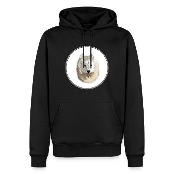 Samojeden Hund Aquarell Skizze Illustration - Männer Premium Bio Hoodie - Schwarz - Vorne - Nico (187cm)