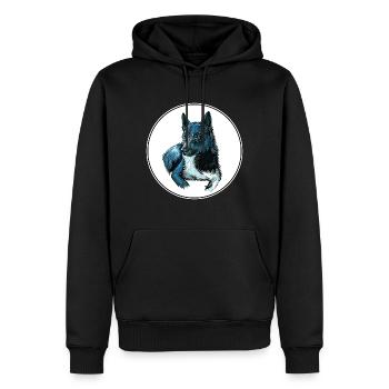 Russo European Laika Hund Aquarell Illustration - Männer Premium Bio Hoodie - Schwarz - Vorne - Nico (187cm)