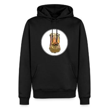 Shar Pei Reinrassiger Hund Aquarell Illustration - Männer Premium Bio Hoodie - Schwarz - Vorne - Nico (187cm)