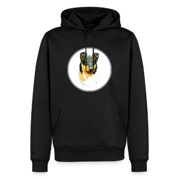 Smooth Collie Dog Aquarell Skizze Illustration - Männer Premium Bio Hoodie - Schwarz - Vorne - Nico (187cm)