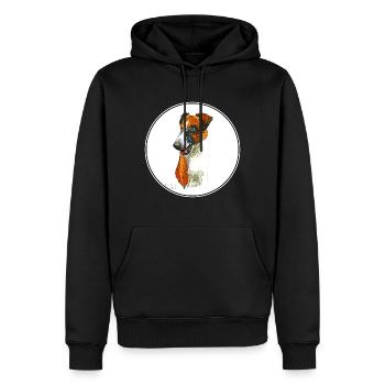 Illustration d’aquarelle de chien Fox Terrier lisse - Sweat à capuche Premium bio Homme - noir - Devant - Nico (187cm)