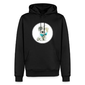 Illustration de l’aquarelle sportive Lucas Terrier Dog - Sweat à capuche Premium bio Homme - noir - Devant - Nico (187cm)