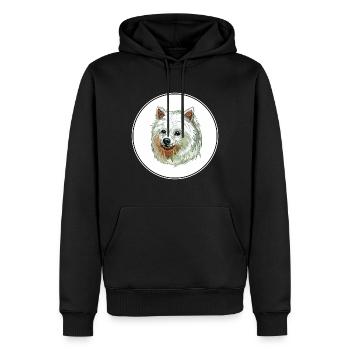 Volpino Italiano Hund Aquarell Illustration - Männer Premium Bio Hoodie - Schwarz - Vorne - Nico (187cm)