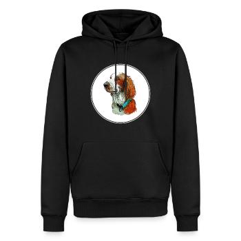 Welsh Springer Dog Watercolor Art Illustration - Men’s Premium Organic Hoodie - black - Front - Nico (187cm)