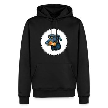 Griffon Bruxellois Hund Aquarell Illustration - Männer Premium Bio Hoodie - Schwarz - Vorne - Nico (187cm)