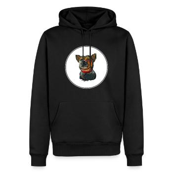 Ratonero Murciano Hund Aquarell Illustration - Männer Premium Bio Hoodie - Schwarz - Vorne - Nico (187cm)