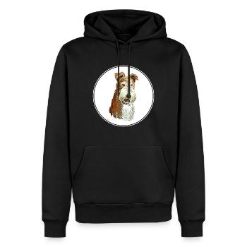 Wire Fox Terrier Hund Aquarell Illustration - Männer Premium Bio Hoodie - Schwarz - Vorne - Nico (187cm)