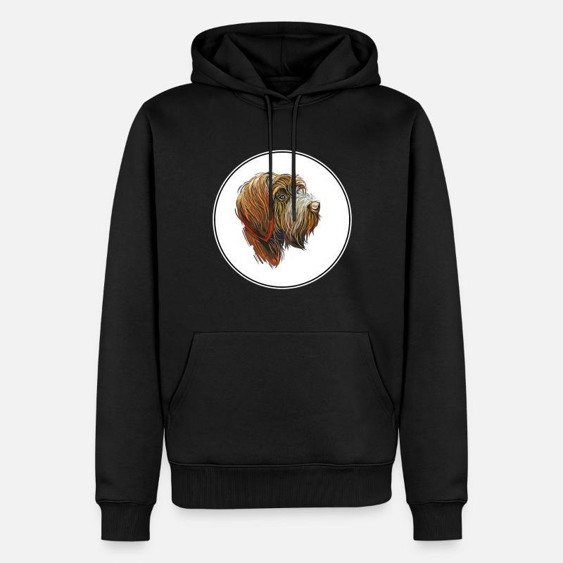 Drahthaar Pointing Griffon Dog Illustration - Männer Premium Bio Hoodie - Schwarz