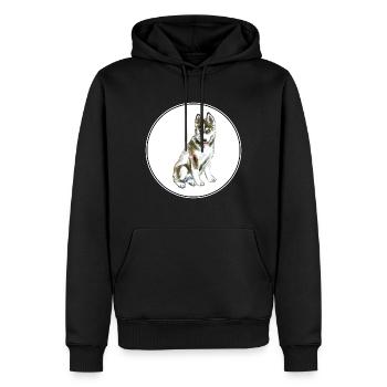 Husky Hund Aquarell Farbe Illustration - Männer Premium Bio Hoodie - Schwarz - Vorne - Nico (187cm)