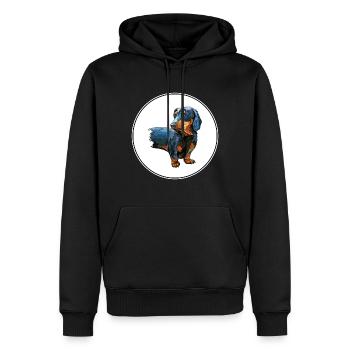 Illustration de l’aquarelle de chien teckel - Sweat à capuche Premium bio Homme - noir - Devant - Nico (187cm)