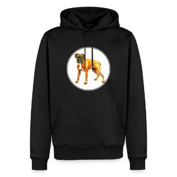 Deutscher Boxerhund Aquarell Illustration - Männer Premium Bio Hoodie - Schwarz - Vorne - Nico (187cm)