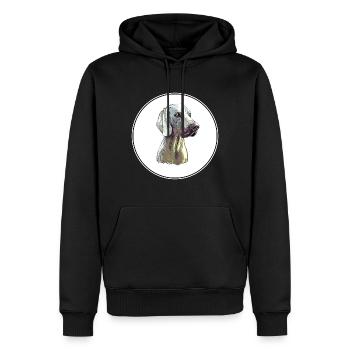 Weimaraner Hund Aquarell Illustration - Männer Premium Bio Hoodie - Schwarz - Vorne - Nico (187cm)