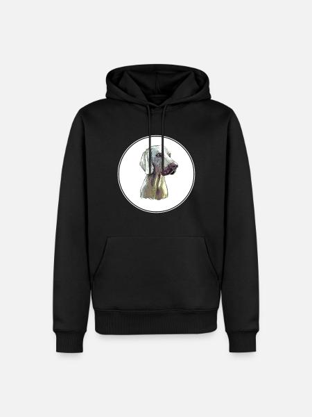 Weimaraner Hund Aquarell Illustration - Männer Premium Bio Hoodie - Schwarz