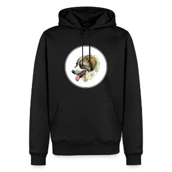 Tornjak Hund Aquarell Skizze Illustration - Männer Premium Bio Hoodie - Schwarz - Vorne - Nico (187cm)