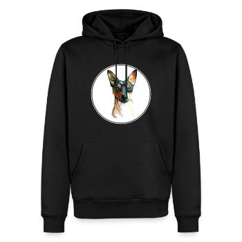 Ratonero Valenciano Hund Aquarell Illustration - Männer Premium Bio Hoodie - Schwarz - Vorne - Nico (187cm)