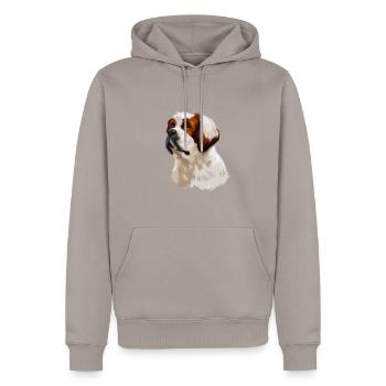 Alpine Mastiff Hund Aquarell Kunst Illustration - Männer Premium Bio Hoodie - Taupe - Vorne - Nico (187cm)