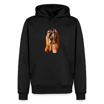 Basset Hound Dog Aquarelle Illustration - Sweat à capuche Premium bio Homme - noir - Devant - Nico (187cm)