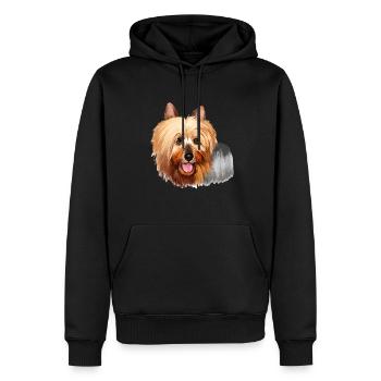 Australischer Seidenterrier Hund Aquarell Illustrati - Männer Premium Bio Hoodie - Schwarz - Vorne - Nico (187cm)