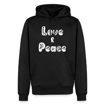 love and peace - Männer Premium Bio Hoodie - Schwarz - Vorne - Nico (187cm)