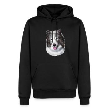 Illustration de l’aquarelle de chien esquimau canadien - Sweat à capuche Premium bio Homme - noir - Devant - Nico (187cm)