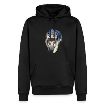Osteuropäischer Schäferhund Aquarell Illustration - Männer Premium Bio Hoodie - Schwarz - Vorne - Nico (187cm)