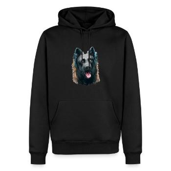 Illustration d’art à l’aquarelle de chien de berger néerlandais - Sweat à capuche Premium bio Homme - noir - Devant - Nico (187cm)