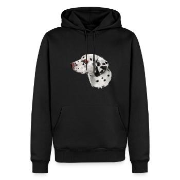Illustration de l’aquarelle du chien dalmate - Sweat à capuche Premium bio Homme - noir - Devant - Nico (187cm)