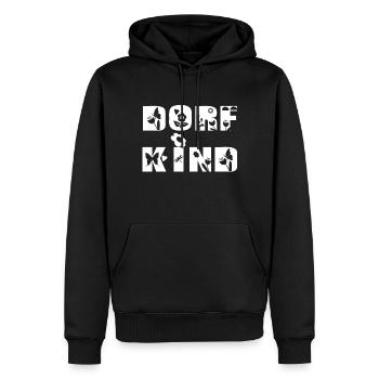 Dorfkind - Männer Premium Bio Hoodie - Schwarz - Vorne - Nico (187cm)