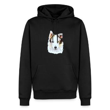 Seppala Sibirischer Schlittenhund Hund Aquarell Illustrati - Männer Premium Bio Hoodie - Schwarz - Vorne - Nico (187cm)