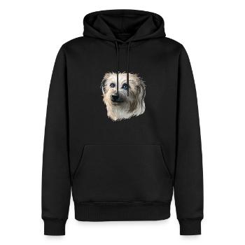 Illustration aquarelle de chien de berger pyrénéen - Sweat à capuche Premium bio Homme - noir - Devant - Nico (187cm)