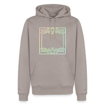 Bunte Ornamente im Rahmen Linie Strich - Männer Premium Bio Hoodie - Taupe - Vorne - Nico (187cm)