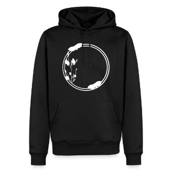 Cercle de cadre de printemps en fleurs blanches - Sweat à capuche Premium bio Homme - noir - Devant - Nico (187cm)