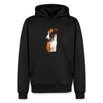 Illustration d’aquarelle de chien Fox Terrier lisse - Sweat à capuche Premium bio Homme - noir - Devant - Nico (187cm)
