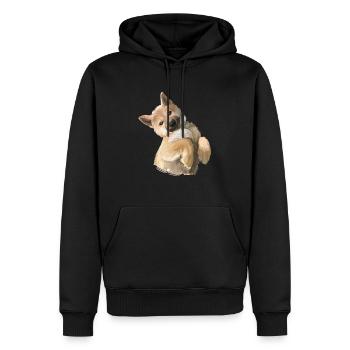 Shiba Inu Illustration d’aquarelle de chien japonais - Sweat à capuche Premium bio Homme - noir - Devant - Nico (187cm)