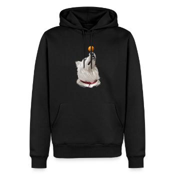 Weißer Schäferhund Aquarell Kunst Illustration - Männer Premium Bio Hoodie - Schwarz - Vorne - Nico (187cm)