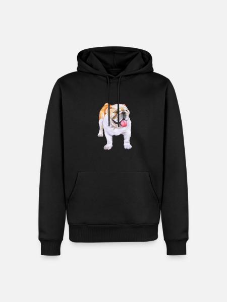 Illustration de l’aquarelle de chien Bulldog anglais - Sweat à capuche Premium bio Homme - noir