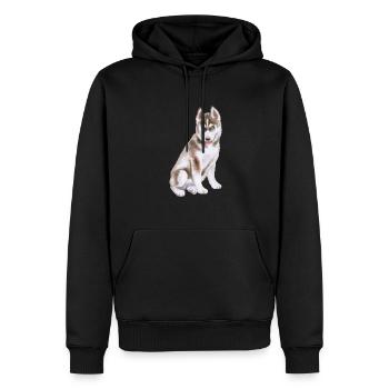 Husky Hund Aquarell Farbe Illustration - Männer Premium Bio Hoodie - Schwarz - Vorne - Nico (187cm)