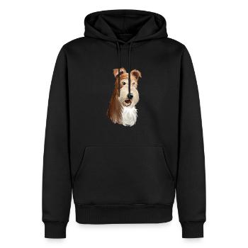 Wire Fox Terrier Hund Aquarell Illustration - Männer Premium Bio Hoodie - Schwarz - Vorne - Nico (187cm)