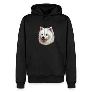 Volpino Italiano Hund Aquarell Illustration - Männer Premium Bio Hoodie - Schwarz - Vorne - Nico (187cm)