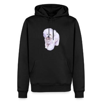 Bichon Frise Dog Aquarelle Illustration - Sweat à capuche Premium bio Homme - noir - Devant - Nico (187cm)