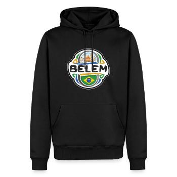 Belem Brésil Drapeau Badge Voyage Souvenir Timbre - Sweat à capuche Premium bio Homme - noir - Devant - Nico (187cm)