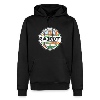 Rajkot India Flag Badge Souvenir de voyage - Sweat à capuche Premium bio Homme - noir - Devant - Nico (187cm)